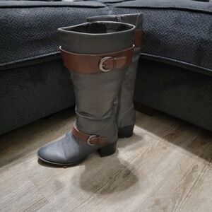 Natural Sole by Naturalizer mid-calf "Zahara" Woman's Riding Boots Size 9M Gray